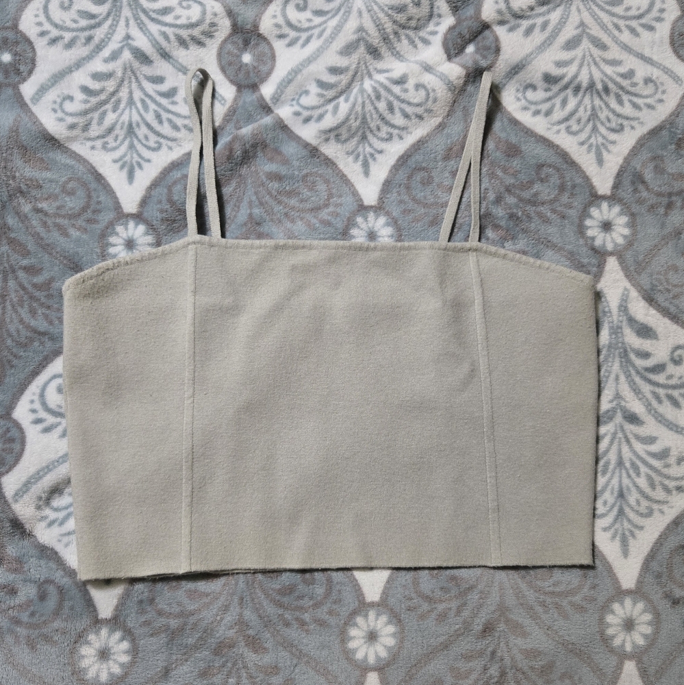 Express Light Gray Strapless Top